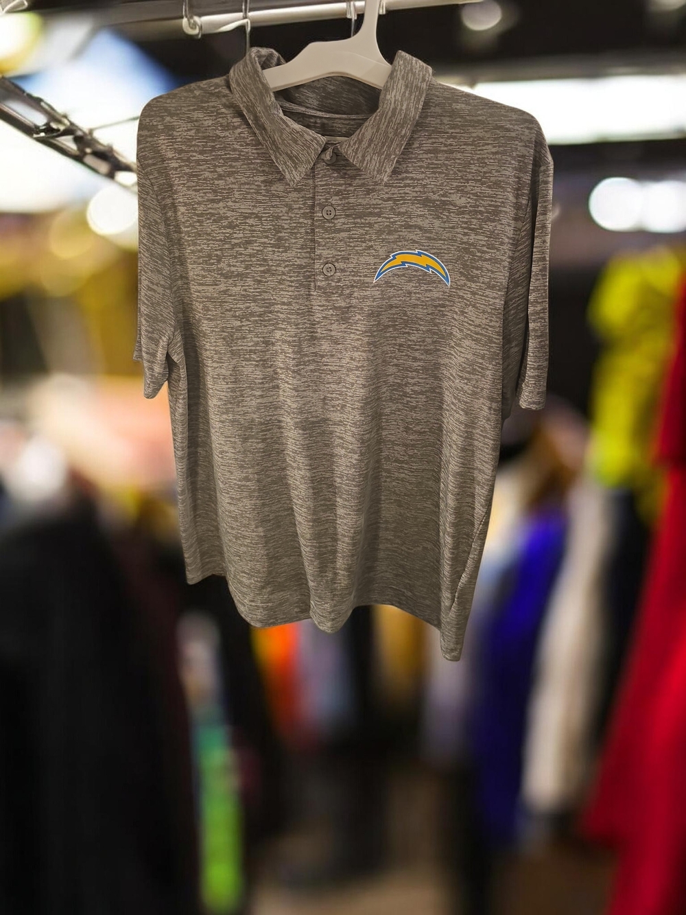 NFL Team Apparel Chargers Heather Gray Short-Sleeve Polo